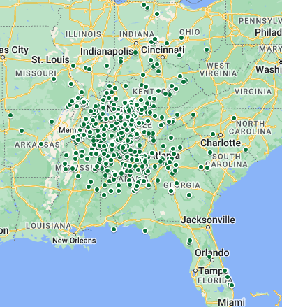 Map of UTD's Customers